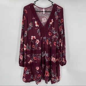 Xhileration Red Floral Boho Dress